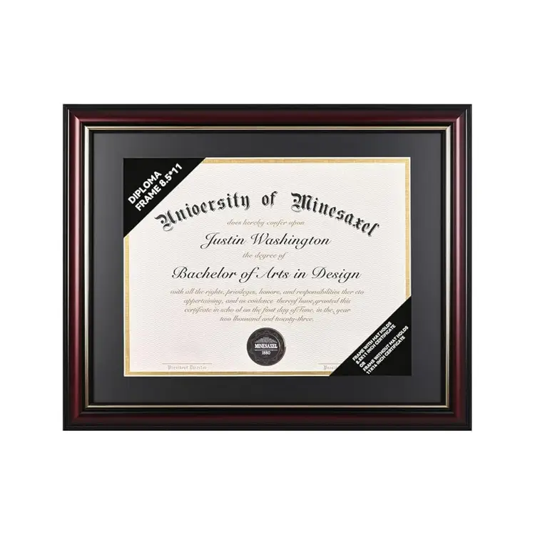 Graduation Diploma Frame Real Wood with Gold Trim for 8.5in×11in - Image 4