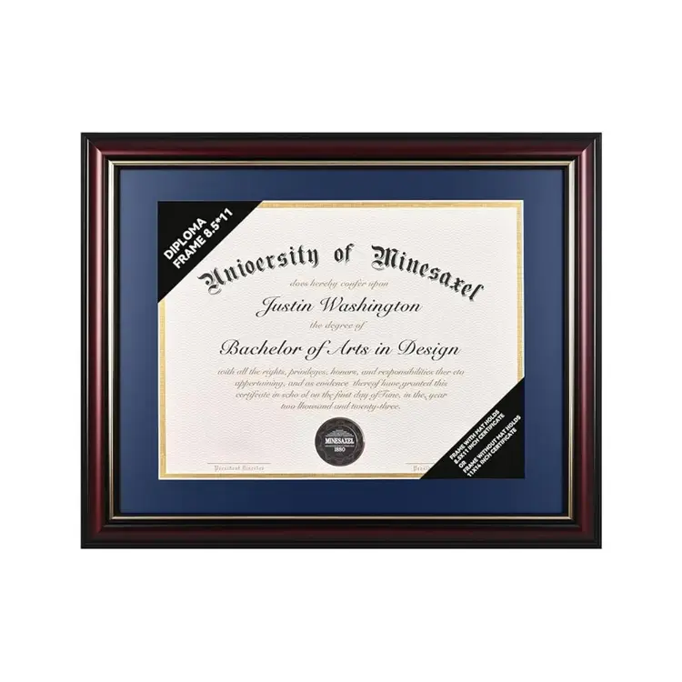 Graduation Diploma Frame Real Wood with Gold Trim for 8.5in×11in - Image 5