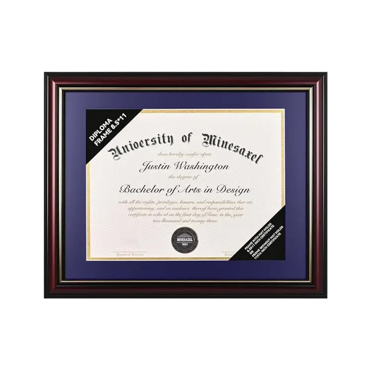 Graduation Diploma Frame Real Wood with Gold Trim for 8.5in×11in - Image 3