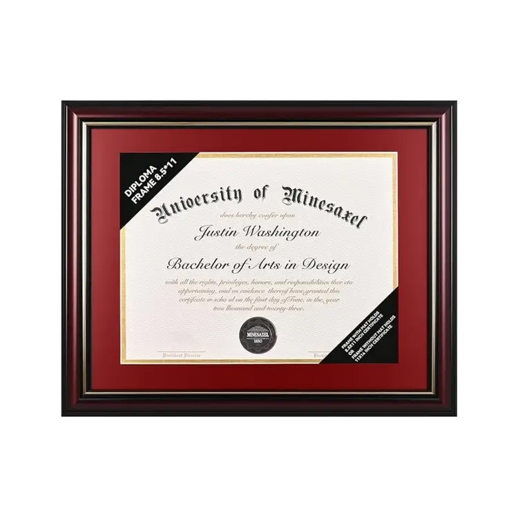 Graduation Diploma Frame Real Wood with Gold Trim for 8.5in×11in - Image 2