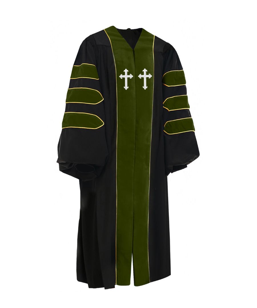 Doctoral Gown with Gold piping and White Cross