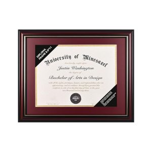 Graduation Diploma Frame Real Wood with Gold Trim for 8.5in×11in